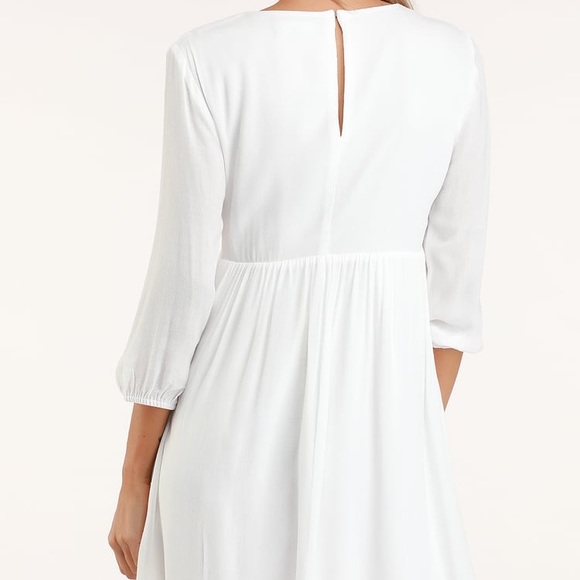 Lulu’s Sunflower White Embroidered Dress Small - Picture 3 of 8